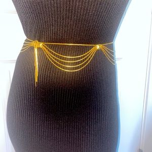 Vintage Christian Dior Multi Chain Tassel Waist Gold Plated Belt